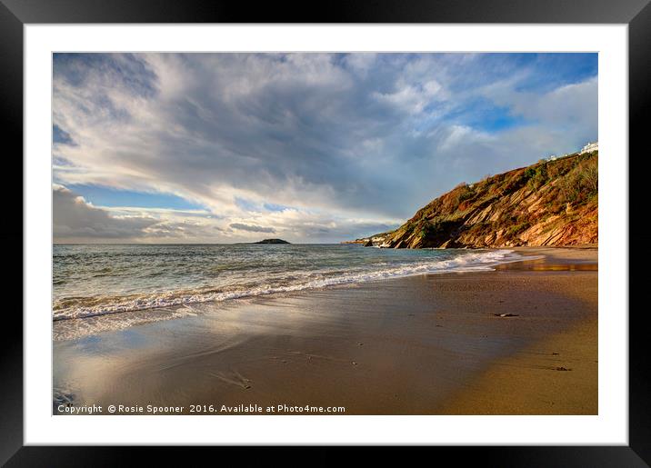 Looe island view from Millendreath Beach Looe Framed Mounted Print by Rosie Spooner