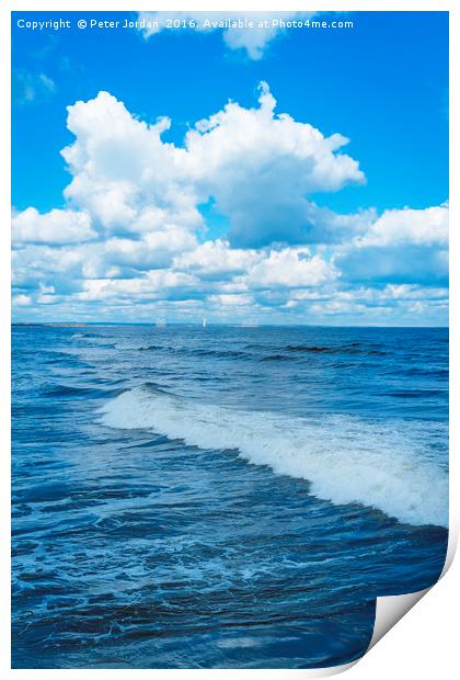 North Sea spring sunshine blue sky  with cumulus c Print by Peter Jordan
