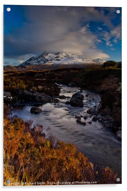 Snow capped Black Cuillin hills Acrylic by Richard Smith