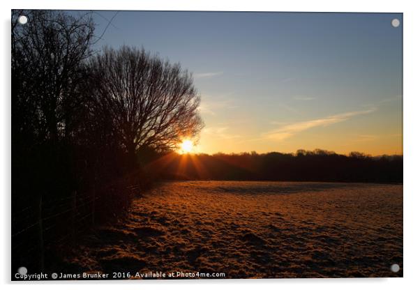 Winter Sunrise on a Frosty Morning Kent Acrylic by James Brunker