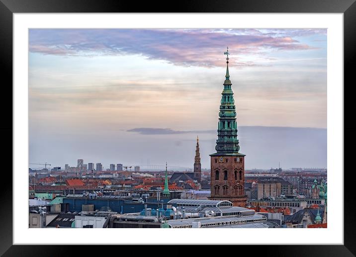 Copenhagen Skyline Framed Mounted Print by Antony McAulay