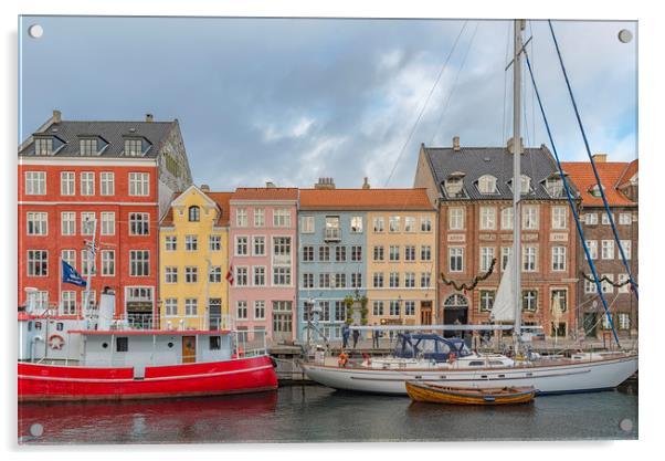 Copenhagen Nyhavn Waterfront Acrylic by Antony McAulay