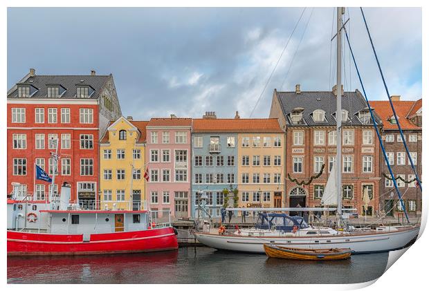Copenhagen Nyhavn Waterfront Print by Antony McAulay