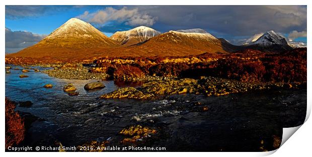Red Cuillin winter afternoon. Print by Richard Smith