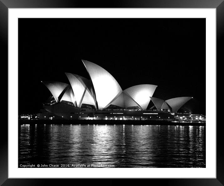 Sydney Opera House in Black & White Framed Mounted Print by John Chase