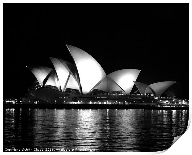 Sydney Opera House in Black & White Print by John Chase