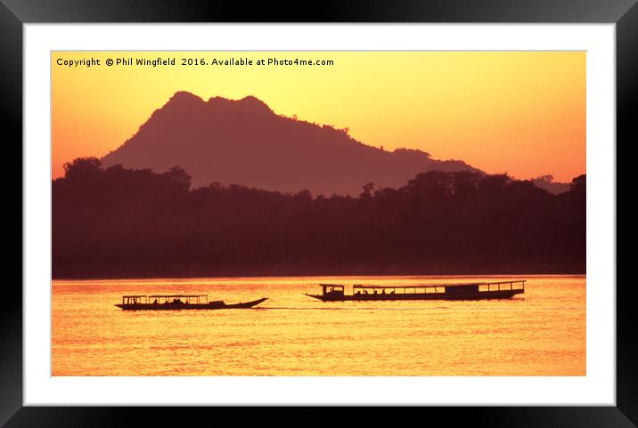 Mekong River Sunset Framed Mounted Print by Phil Wingfield