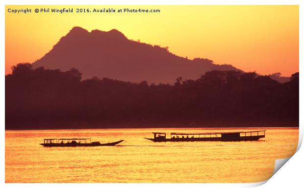 Mekong River Sunset Print by Phil Wingfield