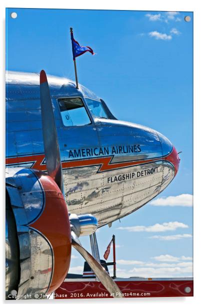 American Airlines DC-3 "Flagship Detroit" Acrylic by John Chase