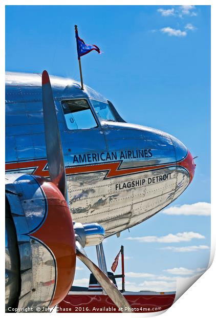 American Airlines DC-3 "Flagship Detroit" Print by John Chase
