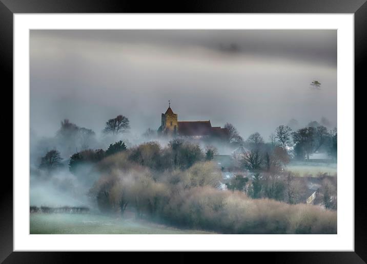 Firle Church Framed Mounted Print by Phil Clements