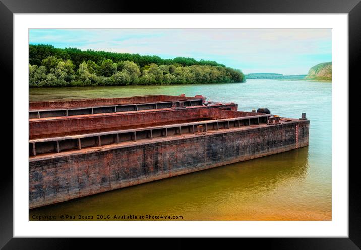barges on the river  Framed Mounted Print by Paul Boazu