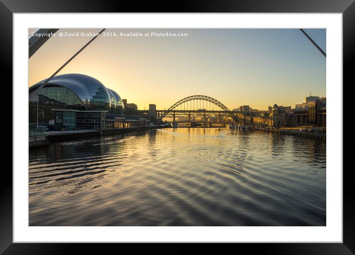 Tyne Bridge & Sage Gateshead - sunset Framed Mounted Print by David Graham