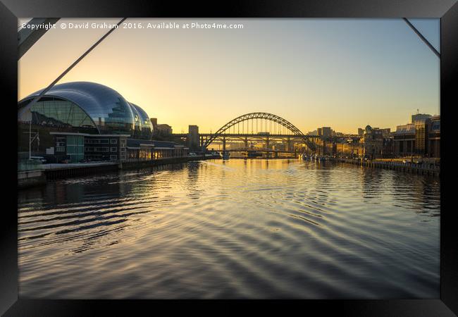Tyne Bridge & Sage Gateshead - sunset Framed Print by David Graham