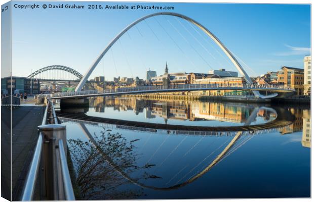 Gateshead Millennium Bridge - Reflection Canvas Print by David Graham
