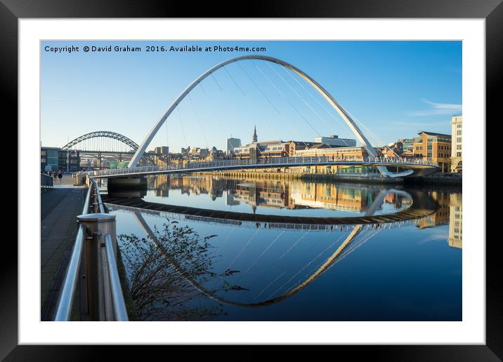 Gateshead Millennium Bridge - Reflection Framed Mounted Print by David Graham