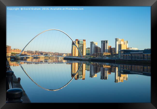 Gateshead Millennium Bridge - Reflection Framed Print by David Graham