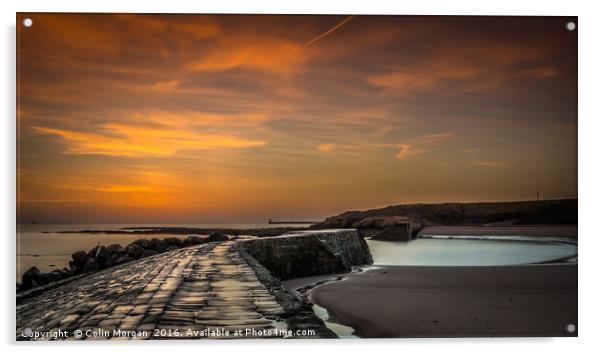 Sunrise at Cullercoats Bay, North Tyneside, Englan Acrylic by Colin Morgan
