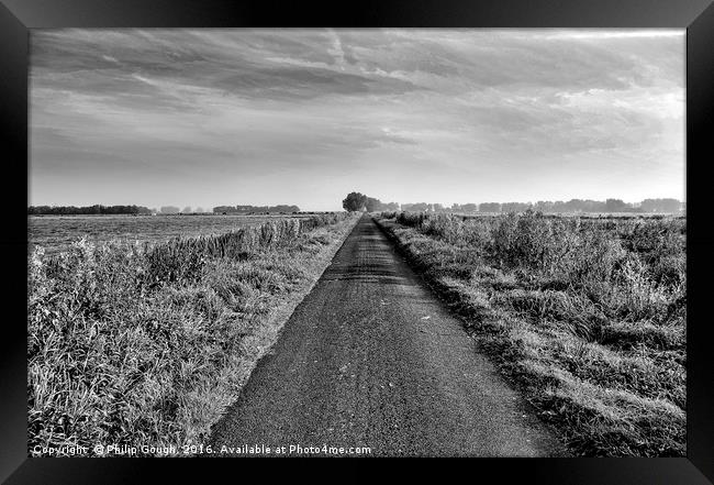 Long Road over The Somerset Levels Framed Print by Philip Gough