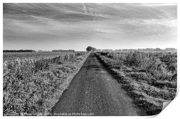 Long Road over The Somerset Levels Print by Philip Gough