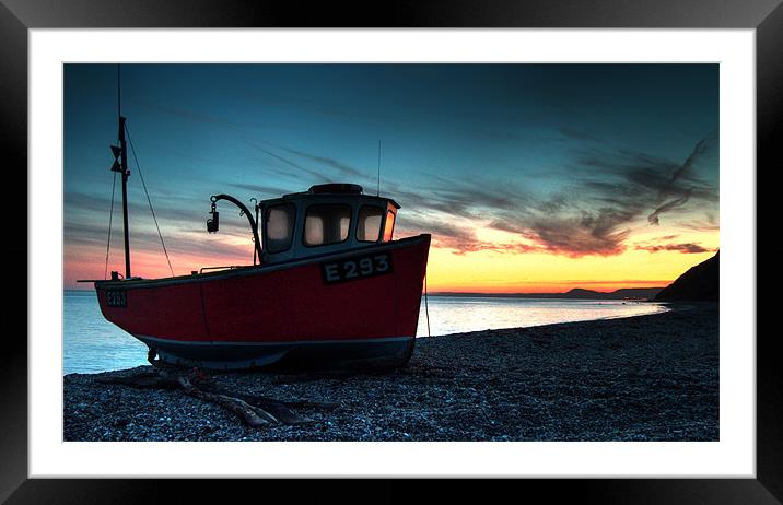 Fishing Boat on the beach at Branscombe Framed Mounted Print by Rob Hawkins