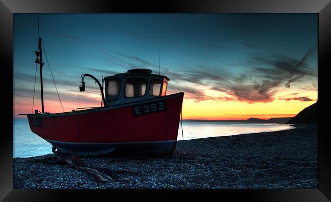 Fishing Boat on the beach at Branscombe Framed Print by Rob Hawkins