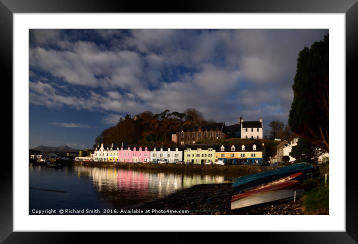 Portree pier shortly after a summer sunrise. Framed Mounted Print by Richard Smith