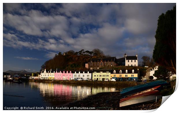 Portree pier shortly after a summer sunrise. Print by Richard Smith