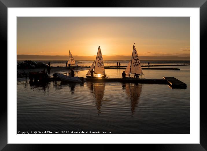 Serene Sundown Sailing Framed Mounted Print by David Chennell