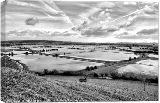 Floods On The Somerset Levels Canvas Print by Philip Gough