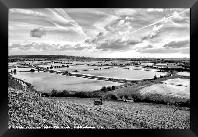 Floods On The Somerset Levels Framed Print by Philip Gough
