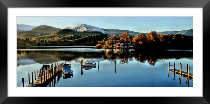 Derwentwater from path to Friars Crag Framed Mounted Print by Linda Lyon