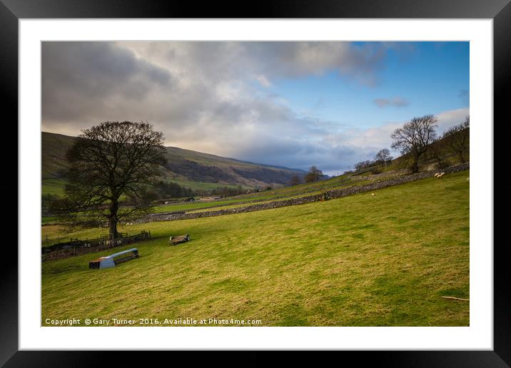 North from Kettlewell to Cross Fields Framed Mounted Print by Gary Turner