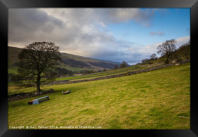 North from Kettlewell to Cross Fields Framed Print by Gary Turner
