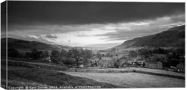 Kettlewell Panoramic Mono Canvas Print by Gary Turner