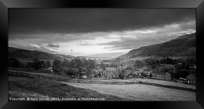 Kettlewell Panoramic Mono Framed Print by Gary Turner