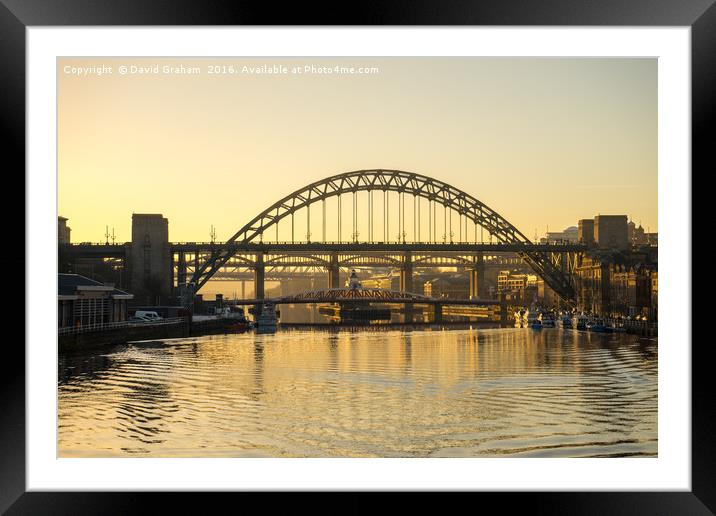 Tyne Bridge at sunset Framed Mounted Print by David Graham