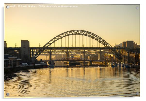 Tyne Bridge at sunset Acrylic by David Graham