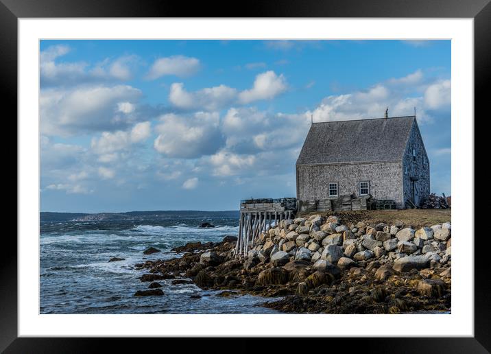 Seaside Shanty - Peggys Cove Road Framed Mounted Print by Roxane Bay