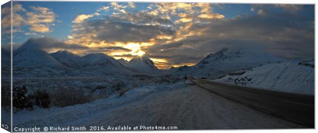 The main road south through Sligachan in winter. Canvas Print by Richard Smith