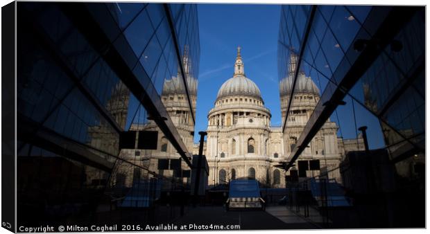 St Paul's Cathedral - Reflections Canvas Print by Milton Cogheil