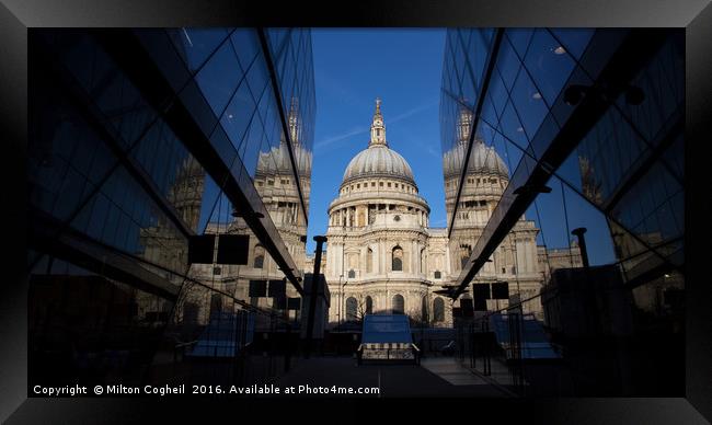 St Paul's Cathedral - Reflections Framed Print by Milton Cogheil