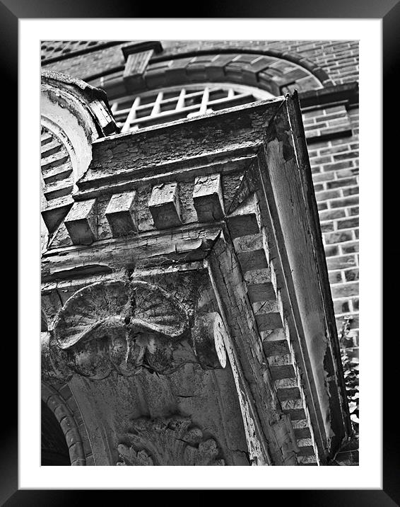 Derelict Victorian Porch B&W Framed Mounted Print by Paul Macro