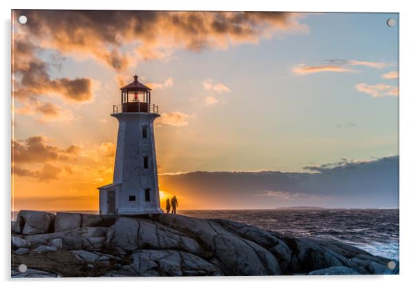 Peggys Point lighthouse sunset Acrylic by Roxane Bay