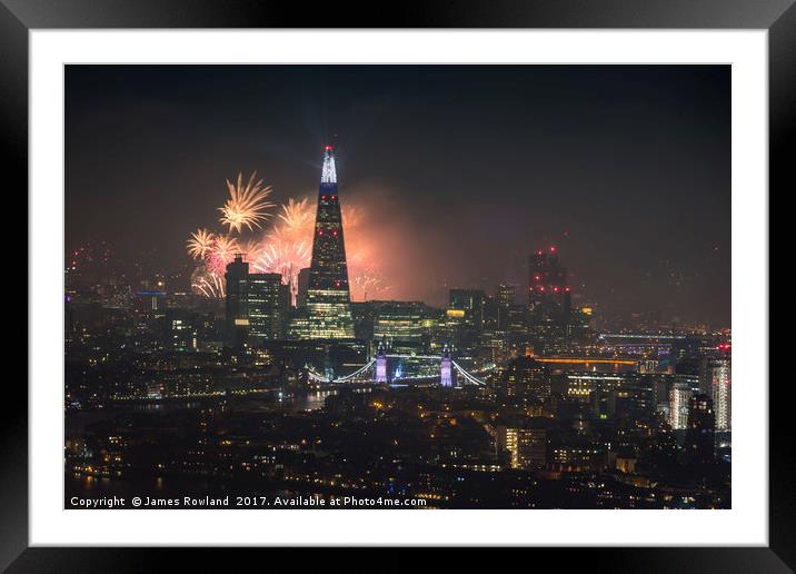 London City Fireworks 2017 Framed Mounted Print by James Rowland