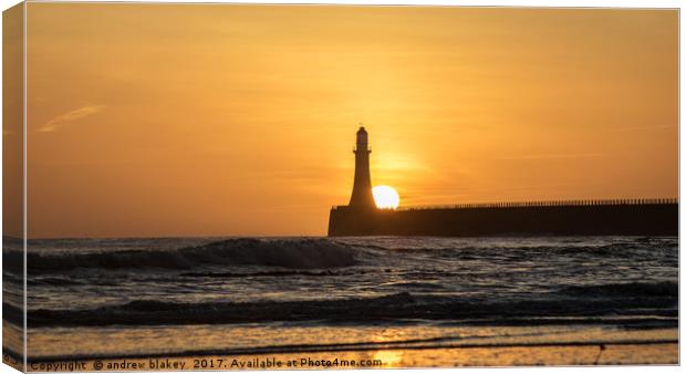 Majestic Sunrise over Roker Pier Canvas Print by andrew blakey