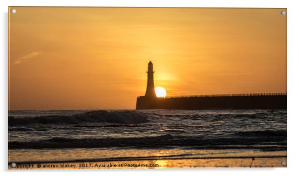 Majestic Sunrise over Roker Pier Acrylic by andrew blakey