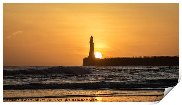 Majestic Sunrise over Roker Pier Print by andrew blakey