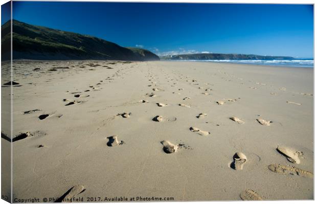 Footprints in the Sand Canvas Print by Phil Wingfield