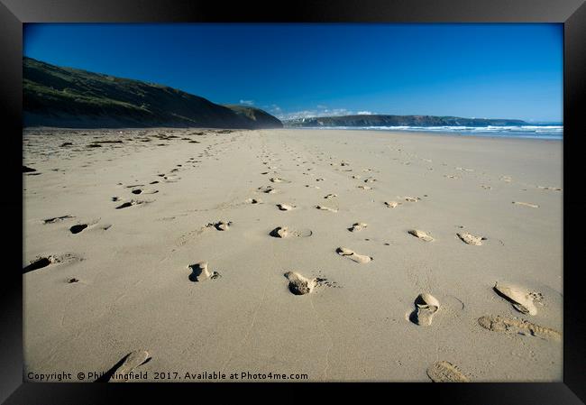 Footprints in the Sand Framed Print by Phil Wingfield